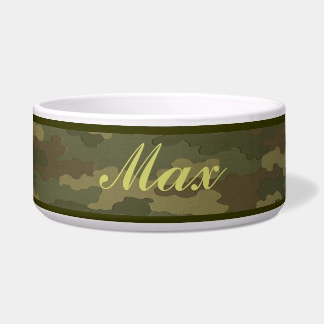 Personalized Dark Camouflage Pet Bowl (Front)