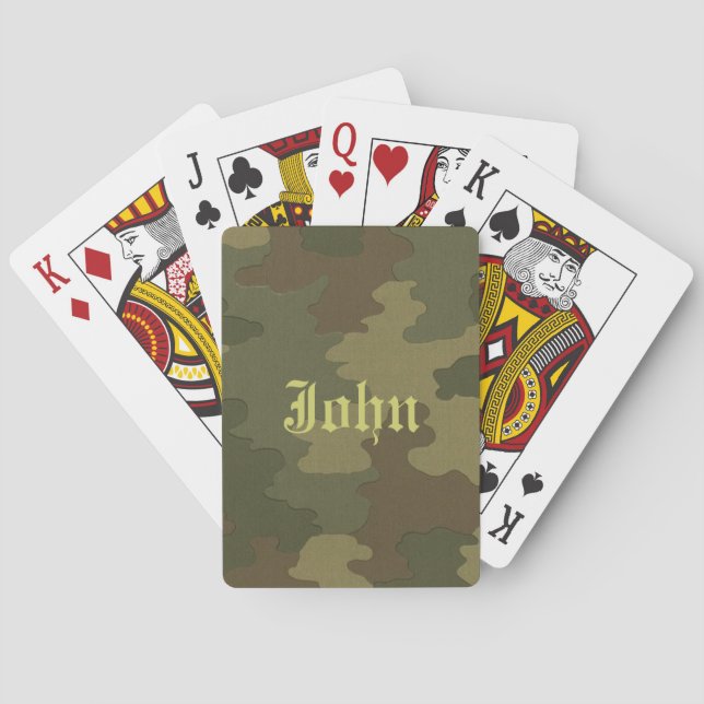 Personalized Dark Camouflage Playing Cards (Back)