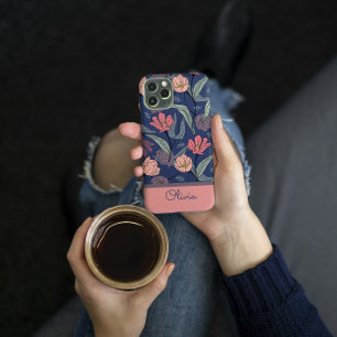 Personalized Dark Floral Tulip Pattern Phone Case