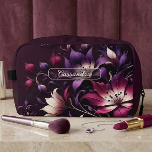 Personalized Dark Gothic Floral Travel Makeup Bag
