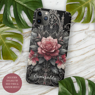 Personalized Dark Gothic Rose Floral Victorian iPhone 11 Pro Max Case