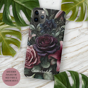 Personalized Dark Gothic Roses Floral Victorian iPhone 11Pro Max Case