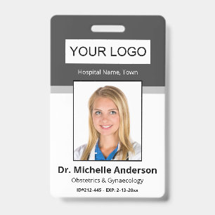 Personalized Dark Gray  Doctor Photo Identity Badge