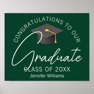Personalized Dark Green 2026 Graduation Party Poster