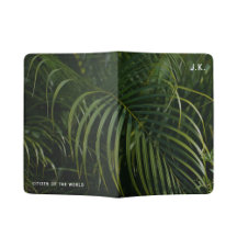 Personalized dark green tropical leaves