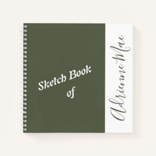 Personalized Dark Green & White Sketch Book