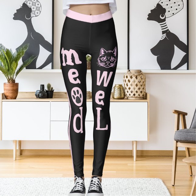 Personalized Dark Grey Light Pink Stripes Pet Cat  Leggings (Creator Uploaded)