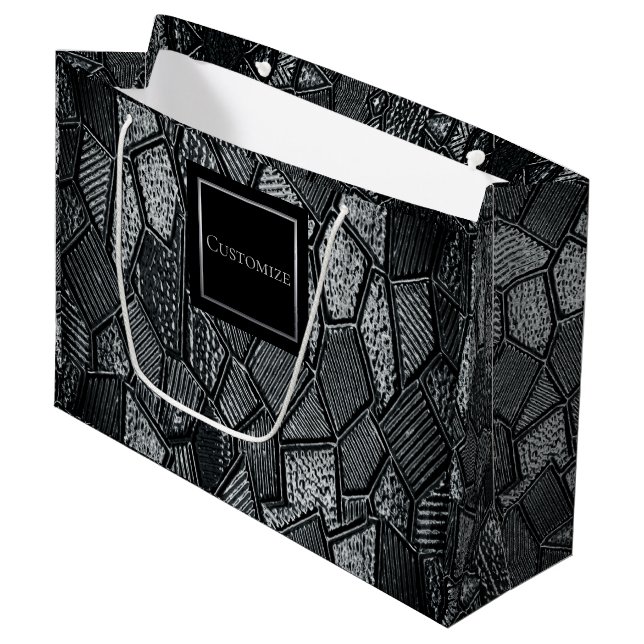 Personalized Dark Grey Mosaic Glass Large Bag (Front Angled)