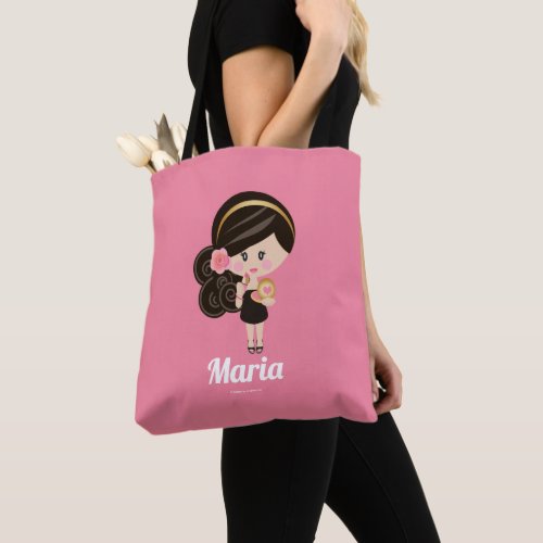 Personalized Dark Hair Dolled Up Makeup Girl Tote Bag