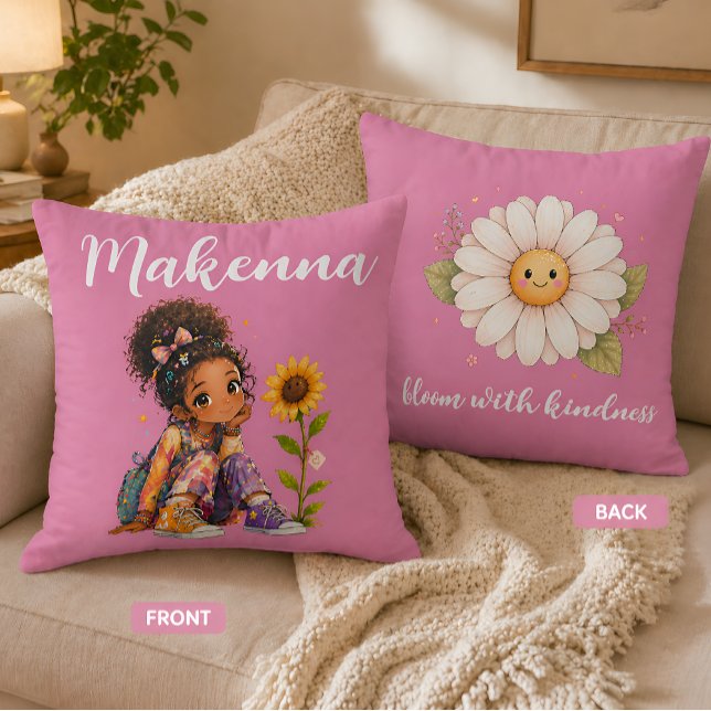 Personalized Dark Hair Girl Name Throw Pillow (Creator Uploaded)