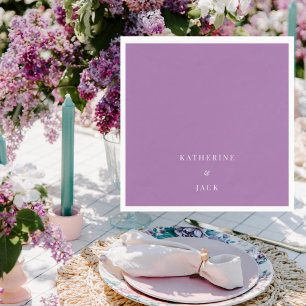 Personalized Dark Lavender Wedding Cocktail Napkins