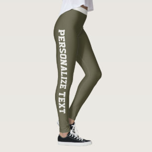 Personalized Dark Olive Neutral Modern Athleisure Leggings