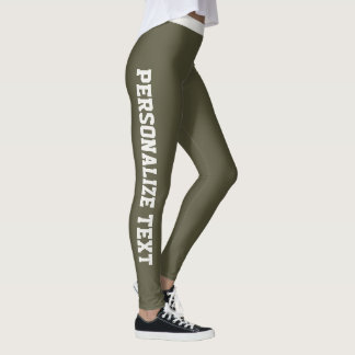 Personalized Dark Olive Neutral Modern Athleisure Leggings
