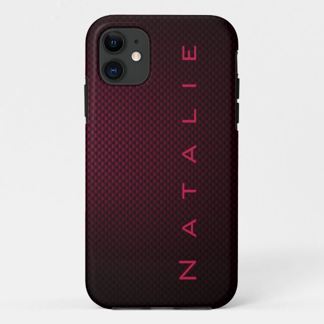 Personalized Dark Purple carbon fiber patterned Case-Mate iPhone Case (Back)