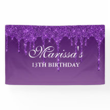 Personalized Dark Purple Dripping Glitter Birthday