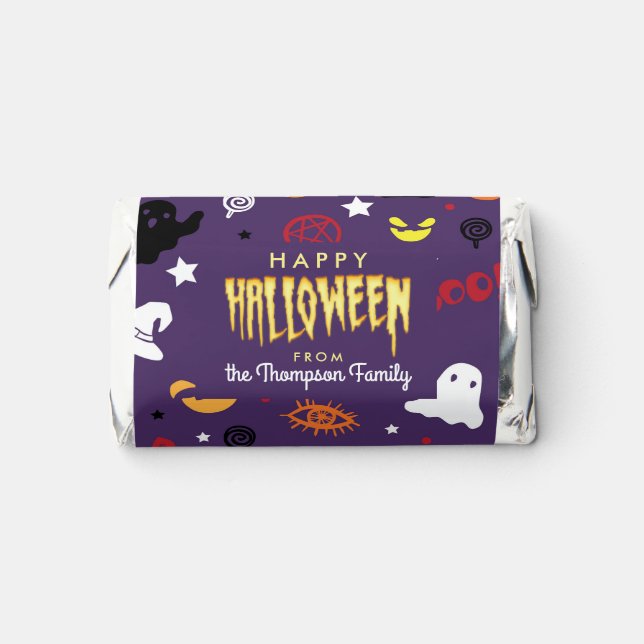 Personalized Dark Purple Happy Halloween Hershey's Miniatures (Front)
