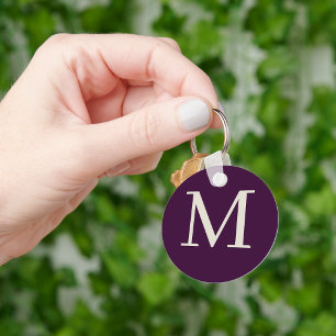 Personalized Dark Purpule Monogrammed Keychain