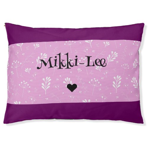Personalized Dark Rose  White Floral  Pet Bed