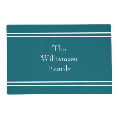 Personalized Dark Teal  White Striped  Placemat