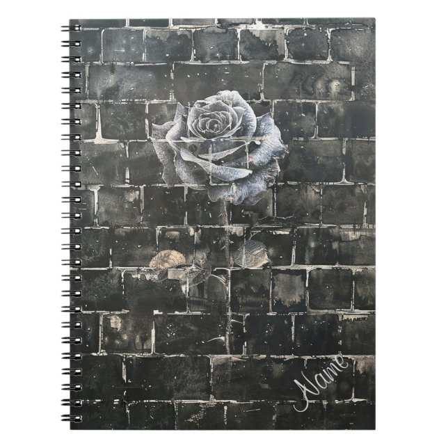 Personalized Dark Themed Graffiti Rose Notebook (Front)