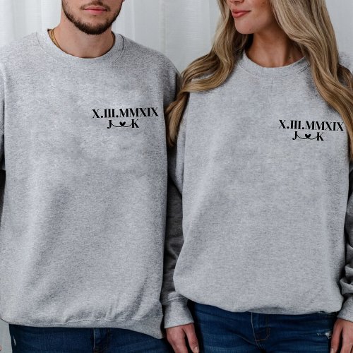 Personalized date Roman Numeral Girlfriend Sweatshirt