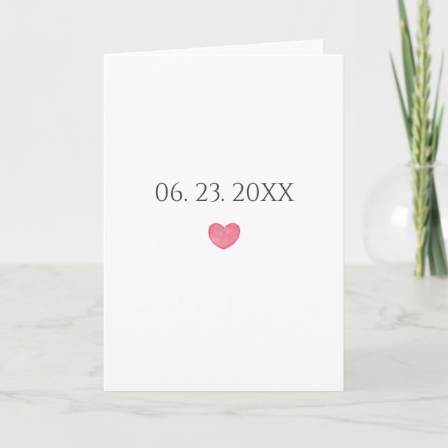 Personalized Date Simple Wedding Anniversary  Card (Front)