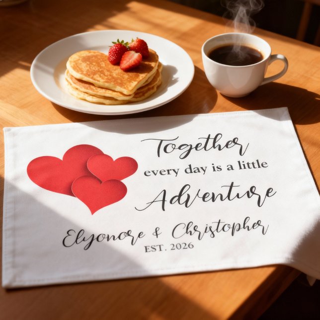 Personalized Date Together Every Day Adventure Cloth Placemat (Creator Uploaded)