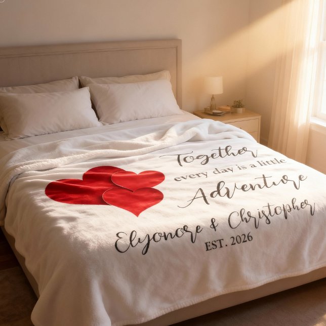 Personalized Date Together Every Day Adventure Fleece Blanket (Creator Uploaded)