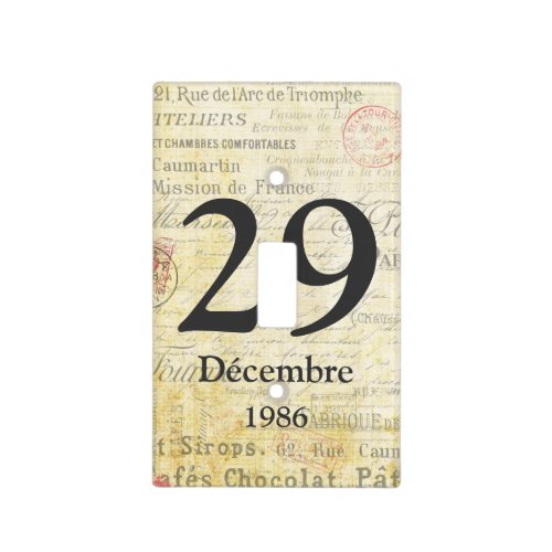 Personalized Date Vintage French_style switch Light Switch Cover