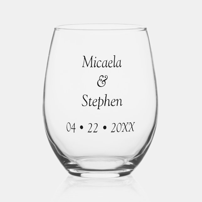 Personalized Dated B&W Stemless Wine Glass (Front)