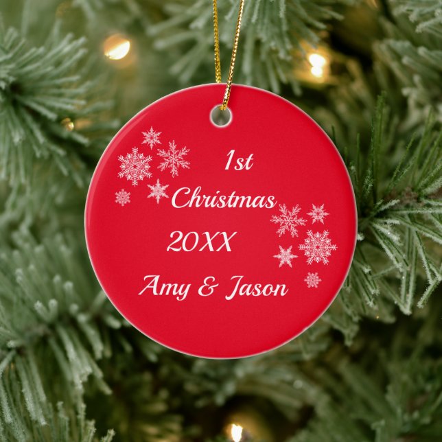 Personalized Dated Christmas Together Ceramic Ornament (Tree)