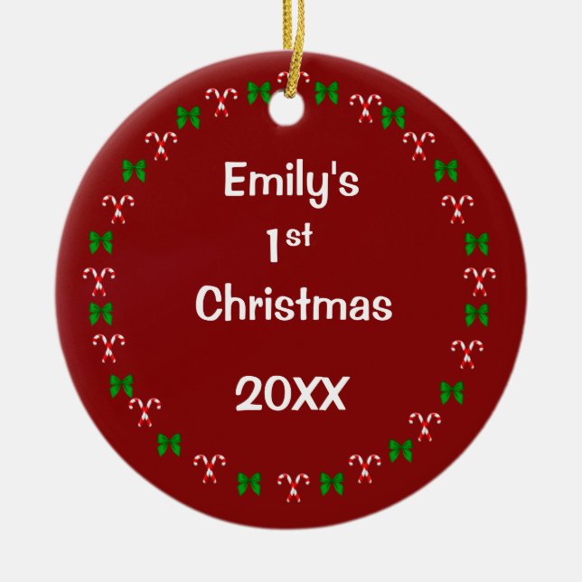 Personalized Dated Keepsake Christmas Ornament (Front)