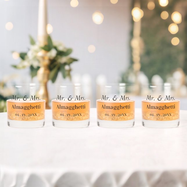 Personalized Dated Mr. & Mrs. Whiskey Glass (Insitu (Wedding))