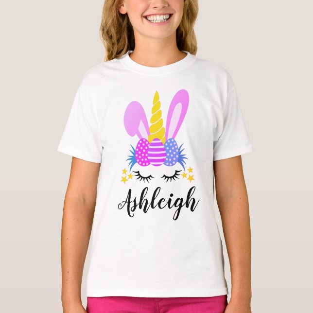 Personalized Daughter Easter Gift Bunny Rabbit T-Shirt (Front)
