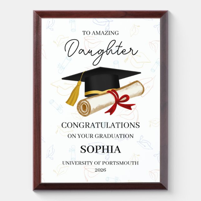 Personalized Daughter Graduation Keepsake  Award Plaque (Vertical)