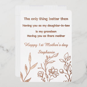 Personalized daughter in law 1st mother's day  foil holiday card