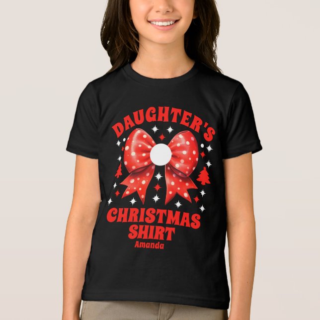 Personalized Daughter's Christmas Red Bow Shirt (Front)