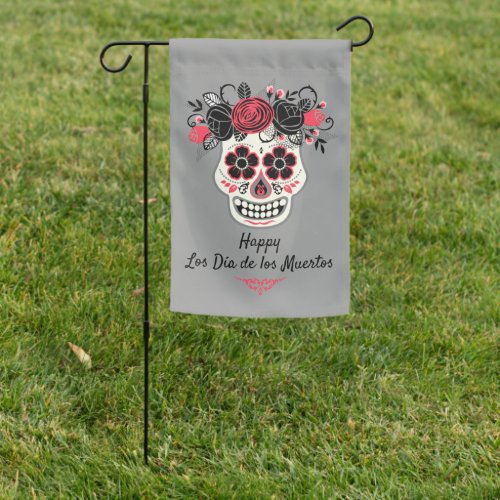 Personalized Day of the Dead Sugar Skull Garden Flag