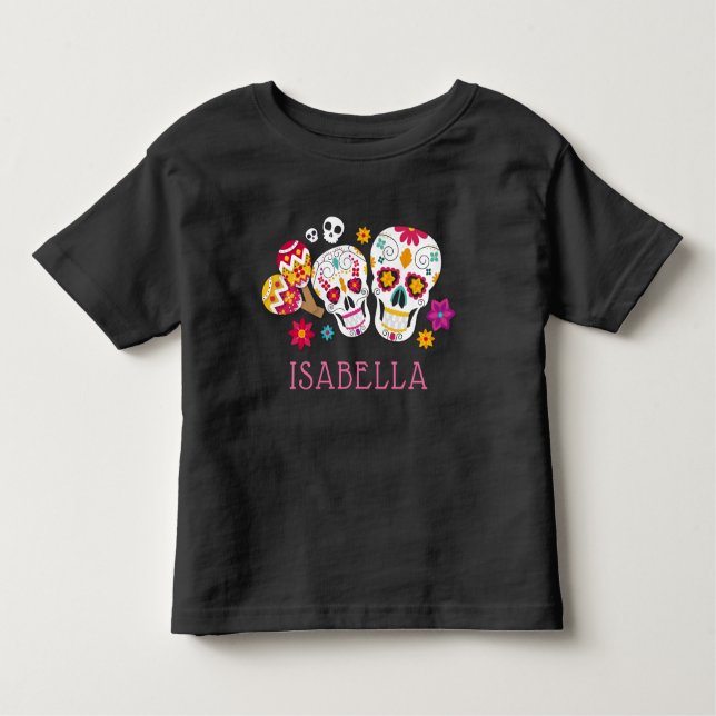 Personalized Day of the Dead Sugar Skulls Toddler T-shirt (Front)
