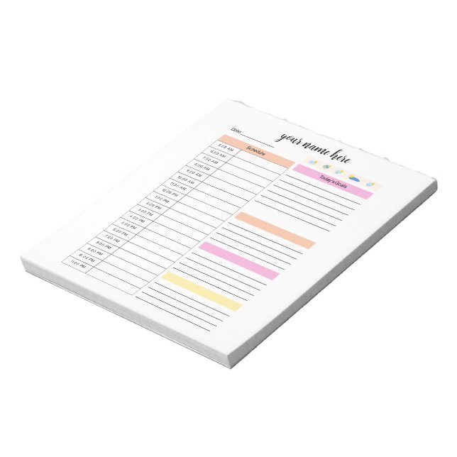 Personalized Day Plan Notepad (Rotated)