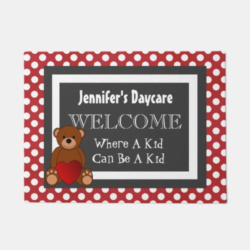 Personalized Daycare Fun Polka Dots Welcome Doormat