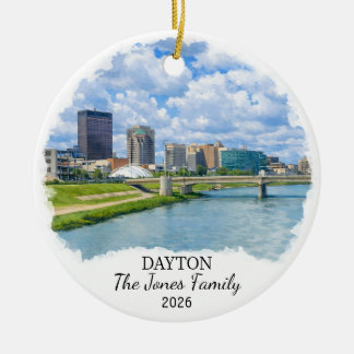 Personalized Dayton Ornament, Custom Ohio State Ceramic Ornament