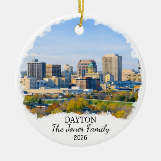 Personalized Dayton Ornament, Custom Ohio State Ceramic Ornament