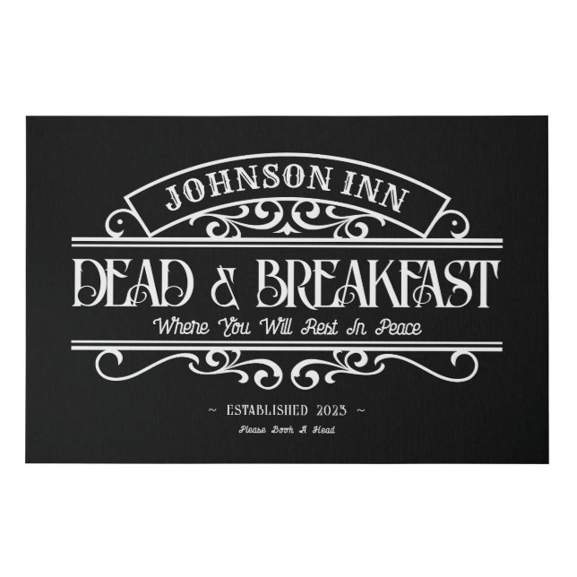 Personalized Dead & Breakfast Halloween Sign (Front)