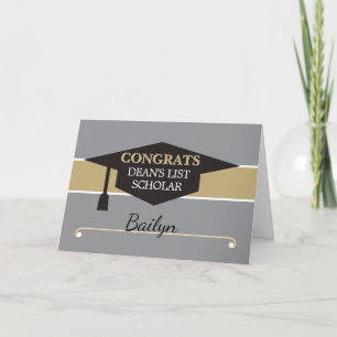 Personalized DEAN'S LIST Scholar congrats card