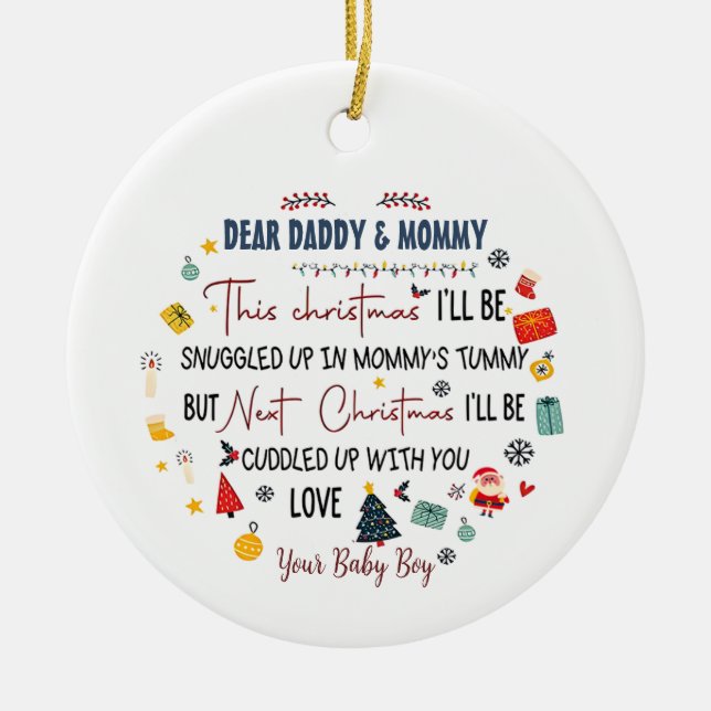 Personalized Dear Daddy This Christmas I'll Be Snu Ceramic Ornament (Front)