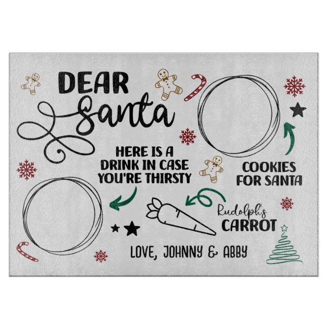 Personalized Dear Santa Cutting Board (Front)