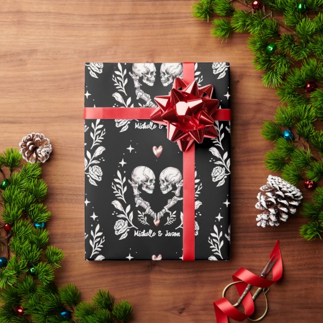 Personalized Death Lovers Gothic Skeleton Wedding Wrapping Paper (Holiday Gift)