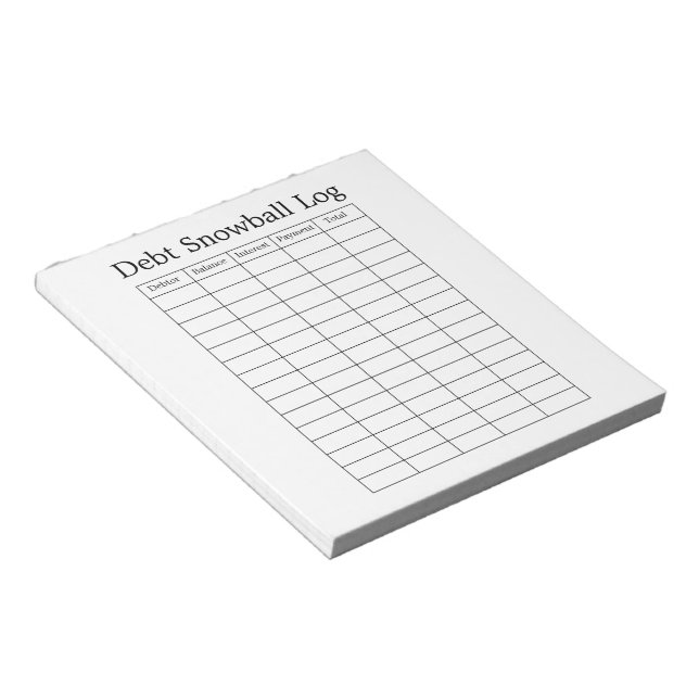 Personalized Debt Snowball Tracker Notepad (Angled)