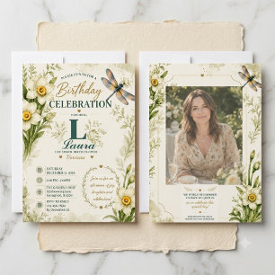 Personalized December Birth Flower Birthday Invitation